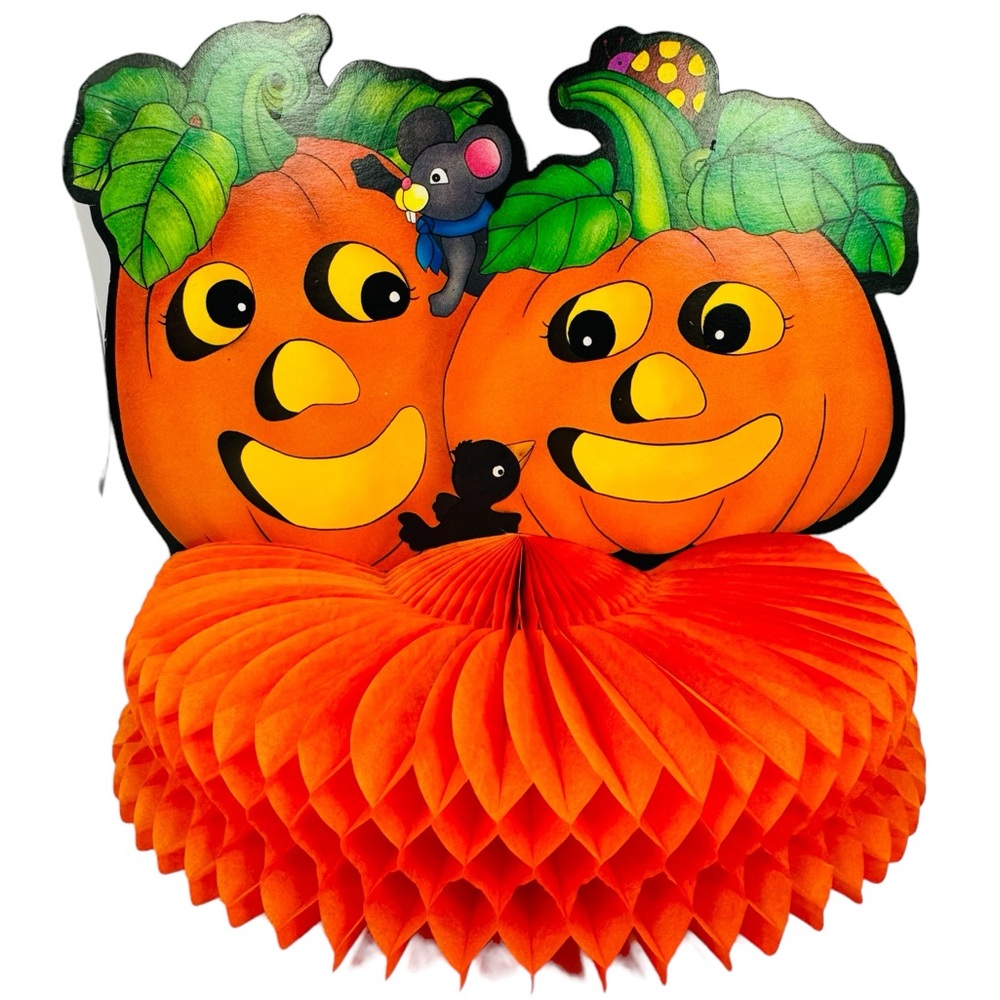 VTG Halloween Pumpkin JOL Honeycomb Decor Paper